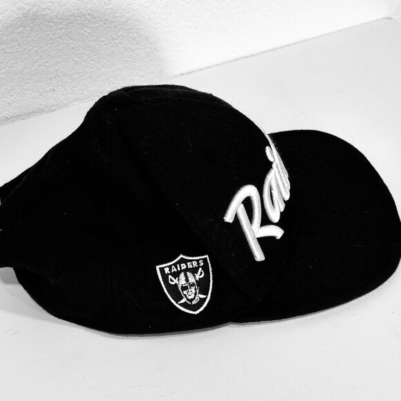 RAIDERS NFL New Era Wool Baseball Cap Trucker Hat Black Embroidered Adjusts OS - Picture 2 of 9